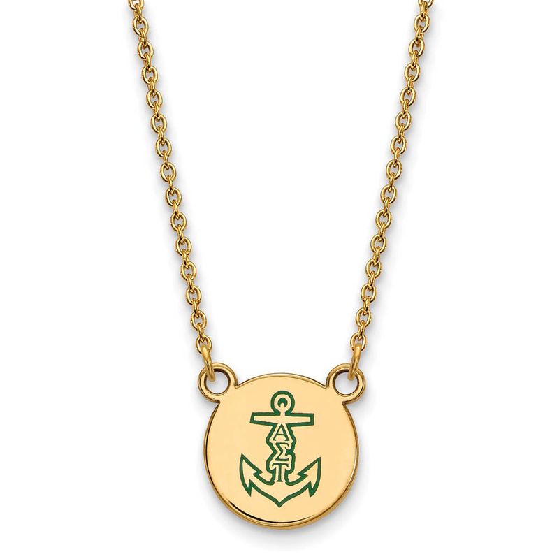 14k Plated Silver Alpha Sigma Tau Small Enamel Necklace